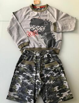 Kinder Schlafanzug Pyjama Camouflage Din Dinosaurier Jungen 2 teile Set Bluse Hose Blau 100% Baumwolle Gr. 98 Marke OVS Deko Tex. n - Albstadt