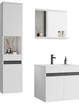 welltime Badmöbel-Set COIN, (Set, 3-St), grifflose Badmöbel-Set, 3 Dekorplatten in verschiedenen Farben