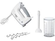 BOSCH Handmixer ErgoMixx MFQ36440, Edelst. Rührbesen/Knethaken, 5 Stufen, Mixfuß, weiß, 450 W, Mixbecher, ergonom. Soft-Touch-Griff, Made in Europe