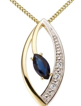 Firetti Kettenanhänger Schmuck Geschenk Gold 333 Halsschmuck Anhänger für Halskette Saphir, mit Saphir - mit Brillanten