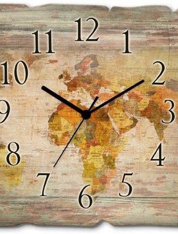 Artland Wanduhr Weltkarte (wahlweise mit Quarz- oder Funkuhrwerk, lautlos ohne Tickgeräusche)