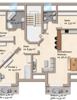 Attraktive 5-Zimmerwohnung in ruhiger Lage mit 2 Balkone, Garage, Stellplatz - Obertraubling