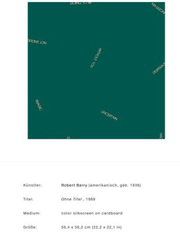 Robert Barry: Silkscreen Print 1989 - Berlin