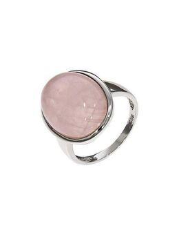 Zeeme Fingerring Silber 925 rhodiniert mit echtem Rosaquarz 20x15mm