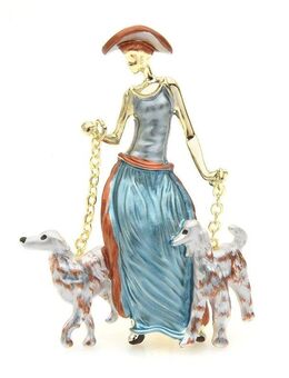 ☝️☝️☝️Brosche, Retro Barock, Frau mit Hunden, exklusiv, NEU ⭐⭐⭐⭐⭐ - Gersthofen