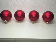 4 Weihnachtsbaumkugeln groß, 10 cm D., matt rot, echtes Glas+12 Zapfen+6 Kugeln - Hiddenhausen