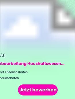 Sachbearbeitung Haushaltswesen und Widmungen in Teilzeit (60 %) - Friedrichshafen