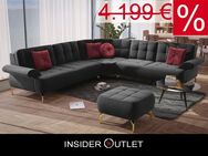 XXL Ecksofa 279x299cm Schwarz Samt PUR-Schaumstoff Orient - Köln