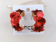 H&M Ohrringe Ohrstecker Creolen Kreolen rot Pailletten Perlen Blume geblümt in gold NEU - Hardheim