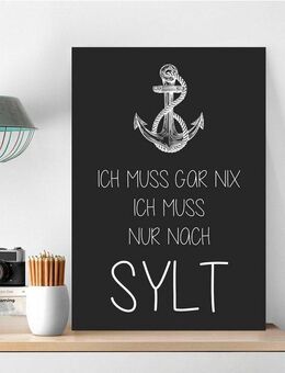 queence Metallbild Muss nach Sylt, Anker, Küste, Schriftzug, Schriftzüge (1 St), Stahlschilder