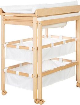 roba® Bade- und Wickelregal Baby Pool, natur, inkl. herausziehbarer Badewanne und Wickelauflage weiß