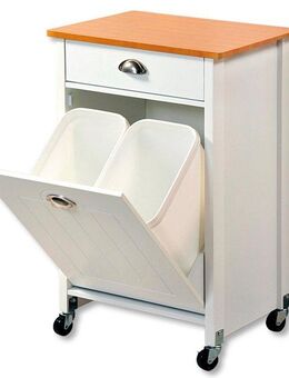 KESPER® Küchenwagen Rollwagen inkl. Abfalleimer, weiß, FSC