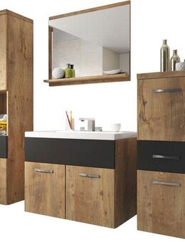 welltime Badmöbel-Set ELDA, (Komplett-Set, 5-St), Waschtisch inkl. Waschbecken, Hochschrank, Badschrank und Spiegel