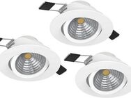 EGLO Deckenleuchte SALICETO Einbauleuchte, 3er Set, weiß, dimmbar, Leuchtkopf schwenkbar, Dimmer, Dimmfunktion, LED fest integriert, Warmweiß, LED, Einbaupot, Wohnzimmerleuchte, 4,2x8,8x4,2cm, Ausschnitt 6,8cm