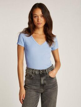 Tommy Jeans Kurzarmshirt TJW SLIM ESSENTIAL RIB V SS mit gerippter Struktur