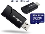 Speicherkartenleser integral MicroSD Laufwerk, USB 3.0 Typ A, Samsung PROPlus MicroSDXC 128GB mit einer Datenübertragung von bis zu 160MB/s, inklusive SD Adapter - Fürth