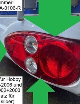 Hella Caraluna Rückleuchte / Rücklicht, Fahrtrichtung RECHTS, gebr., mit Nebelschlussleuchte (Hecklicht/Heckleuchte/Lampe/Leuchte/Rücklicht/Rückleuchte) speziell für Hobby BJ 2001-2006 und Fendt 2002 2003 (Ersatz04-06 silb) EAN6090313014034 6501310001 - Schotten Zentrum