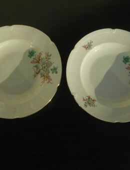 Oscar Schaller Godesberg Porzellan 2 Teller Suppenteller Blumen Goldrand Vintage Retro zus. 5,- - Flensburg