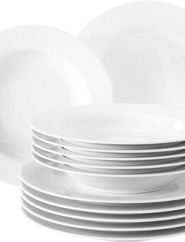 Seltmann Weiden Tafelservice Geschirr-Set Rondo (12-tlg), 6 Personen, Porzellan, Teller Set, Suppenteller, Made in Germany, 12 Teile, für 6 Personen