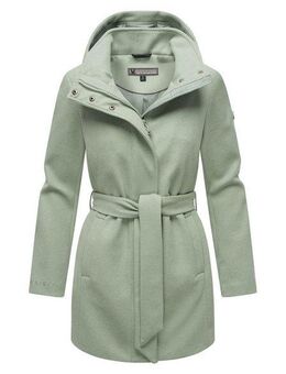 Marikoo Kurzmantel Katalinaa Eleganter Wickel Mantel mit Taillengürtel und Oversized Hood Kapuze