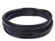 Firetti Lederarmband im maskulinen Design, mehrreihig, teilweise geflochten
