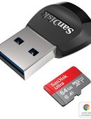 Speicherkartenleser MicroSD Laufwerk, USB 3.0 Typ A, SanDisk Ultra MicroSDXC 64GB mit einer Datenübertragung von bis zu 120MB/s, inklusive SD Adapter in 90763