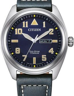 Citizen Solaruhr BM8560-45LC, Armbanduhr, Herrenuhr, Titan, Datum, Lederarmband