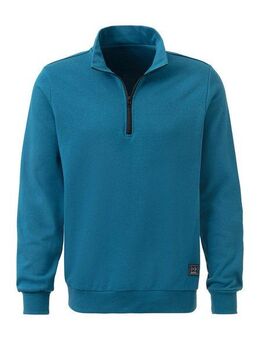 John Devin Sweatshirt Troyer mit schwarzem Reißverschluss am Kragen, aus Baumwoll-Mix