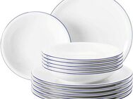 Seltmann Weiden Tafelservice Teller Set, Geschirr-Set Compact Blaurand (12-tlg), 6 Personen, Porzellan, Geschirr-Set, Teller, weiß, Made in Germany, 12 Teile, für 6 Personen