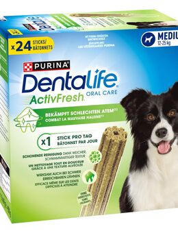 PURINA Dentalife Active Fresh Tägliche Zahnpflege-Snacks für mittelgroße Hunde - Sparpaket: 48 Sticks