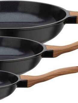 GSW Pfannen-Set Natural Fit, Aluminiumguss (Set, 3-tlg., 1x Pfanne 20cm, 24cm, 28cm), mit neuartiger PFAS-freien Antihaft-Versiegelung, Induktion