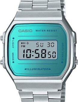 CASIO VINTAGE Chronograph A168WEM-2EF, Quarzuhr, Armbanduhr, Damenuhr, Herrenuhr, Edelstahlarmband,Digitaluhr