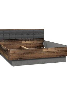 FORTE Futonbett Clif, Bettanlage, Old – Wood Vintage, Betonoptik Dunkelgrau (Liegefläche 180x200cm), mit gepolstertem Kopfteil aus Kunstleder, bis 220KG belastbar