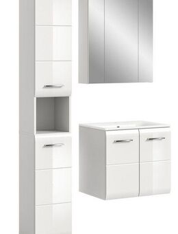 INOSIGN Badezimmer-Set, (Set, 4-St), Florenz, Badkombination 4-tlg., Weiß hochglanz, inkl. Waschbecken