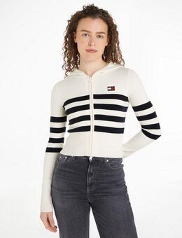Tommy Jeans Sweatjacke TJW STRIPE ZIP THRU BADGE HOOD mit Tommy Jeans Flagge