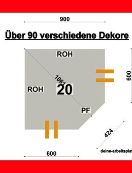 Eck Arbeitsplatte 90 x 90 EI 793 , Küche, 90 Dekore, Versand + Aufmaß bis 50 km möglich - Oberhausen