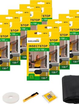 SCHELLENBERG Fliegengitter-Gewebe für Fenster ohne bohren, (Set, 10-St), Insektenschutz inkl. Befestigungsband, 130 x 150 cm, anthrazit, weiß