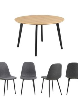 ACTONA GROUP Esszimmer-Set Essgruppe, Speisetisch mit Wohnzimmerstühlen, (Set, 5-St., 1x Tisch + 4x Stühle), 1x Tisch + 4x Stühle