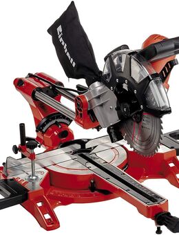 Einhell Zug-Kapp-Gehrungssäge TC-SM 2534/1 Dual (max. 2350 W, Ø250 x Ø30 mm Sägeblatt, 4000 min-1, integrierte Zugfunktion, neigbarer Sägekopf, Werkstückanschlag, Laser, inkl. Hartmetall-Sägeblatt) - Wuppertal