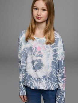 KIDSWORLD Fledermausshirt Batik-Optik Shirt Langarm, mit Gummizug am Saum, stylischer Aufdruck