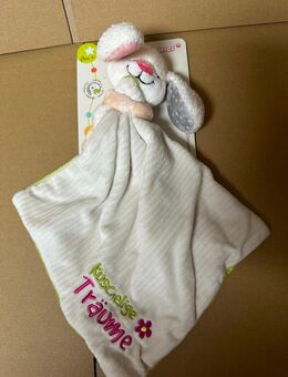 NICI Schmusetuch Baby 22 x 22 cm mit Kuscheltier Hase - Flauschiges Schnuffeltuch für Mädchen & Jungen, Baby Geschenk zur Geburt, Mit gesticktem Schriftzug "Kuschelige Träume" - 49753 - Seßlach