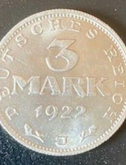 3 Mark „J“ Kursmünze von 1922 Weimarer Republik Deutsches Reich - Münster (Hessen)