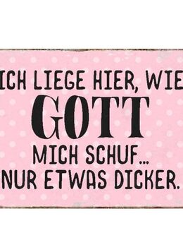 Lustiges Blechschild Ich liege hier wie Gott mich schuf 20x30 cm - München