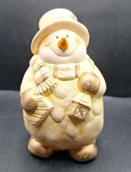Schneemann Keramik Höhe 12cm Breite 6cm beige Weihnachten Christmas - Essen