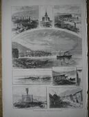 Grafik : Hammerfest und Umgebung. ,Nach Zeichnungen von H. Drewes , Norwegen , Blatt von 1888 , Blatt 41cm x 29cm , M33 in 02828