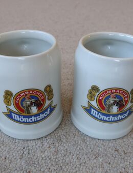 2 Bierkrüge 0,25 l Kulmbacher Mönchshof Höhe 10,7 cm, Durchmesser 8,8 cm - Niddatal