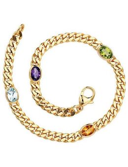 JOBO Goldarmband, 585 Gold Amethyst Aquamarin Citrin Peridot 19 cm