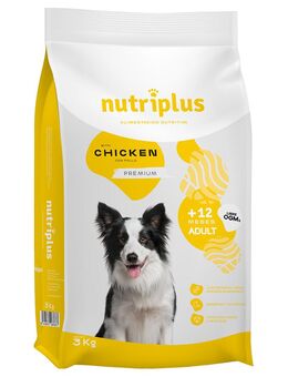 3 kg / 15 kg Nutriplus Dog zum Sonderpreis! - Adult mit Huhn 3 kg