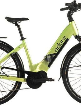 Adore E-Bike Cityrad 28" Alu Cityfahrrad CX-380 Mittelmotor 85NM / 15Ah Lime Green matt, 9 Gang Shimano Cues Schaltwerk, Kettenschaltung, Mittelmotor, 540 Wh