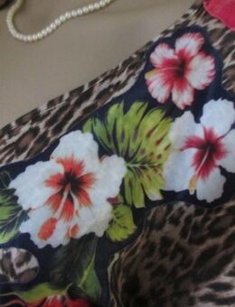 NEU * Karibik * Blüten * Blumen * Flower- Power * Leo * Anima- Style * Strech * Mini- Kleid "ALBA MODA" Gr. 36- 38/ S * braun * pink * weiß * bunt * - Riedlingen